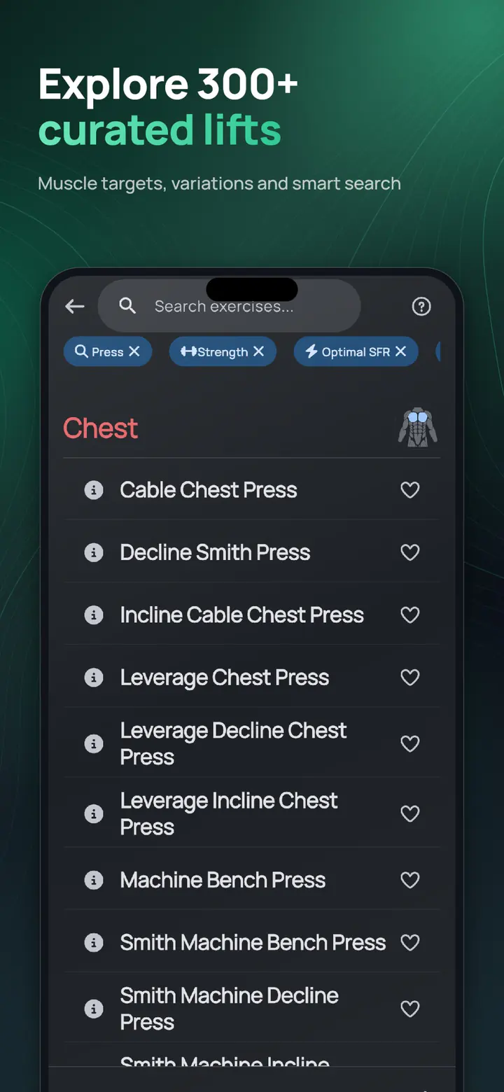 ELVT exercise library – explore a large curated catalog with target muscles and smart search