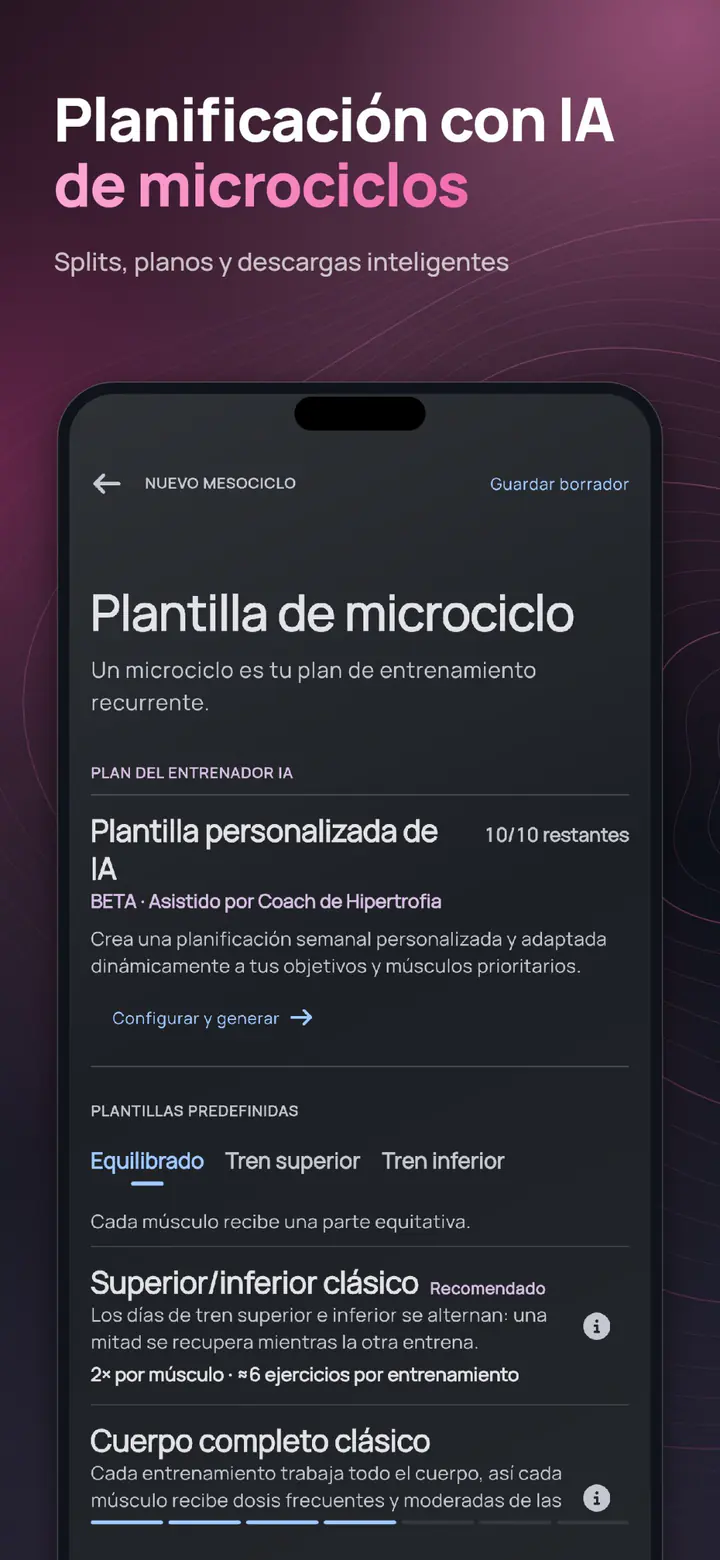 ELVT mesocycle planning – AI based microcycle planning with splits, blueprints and smart deloads